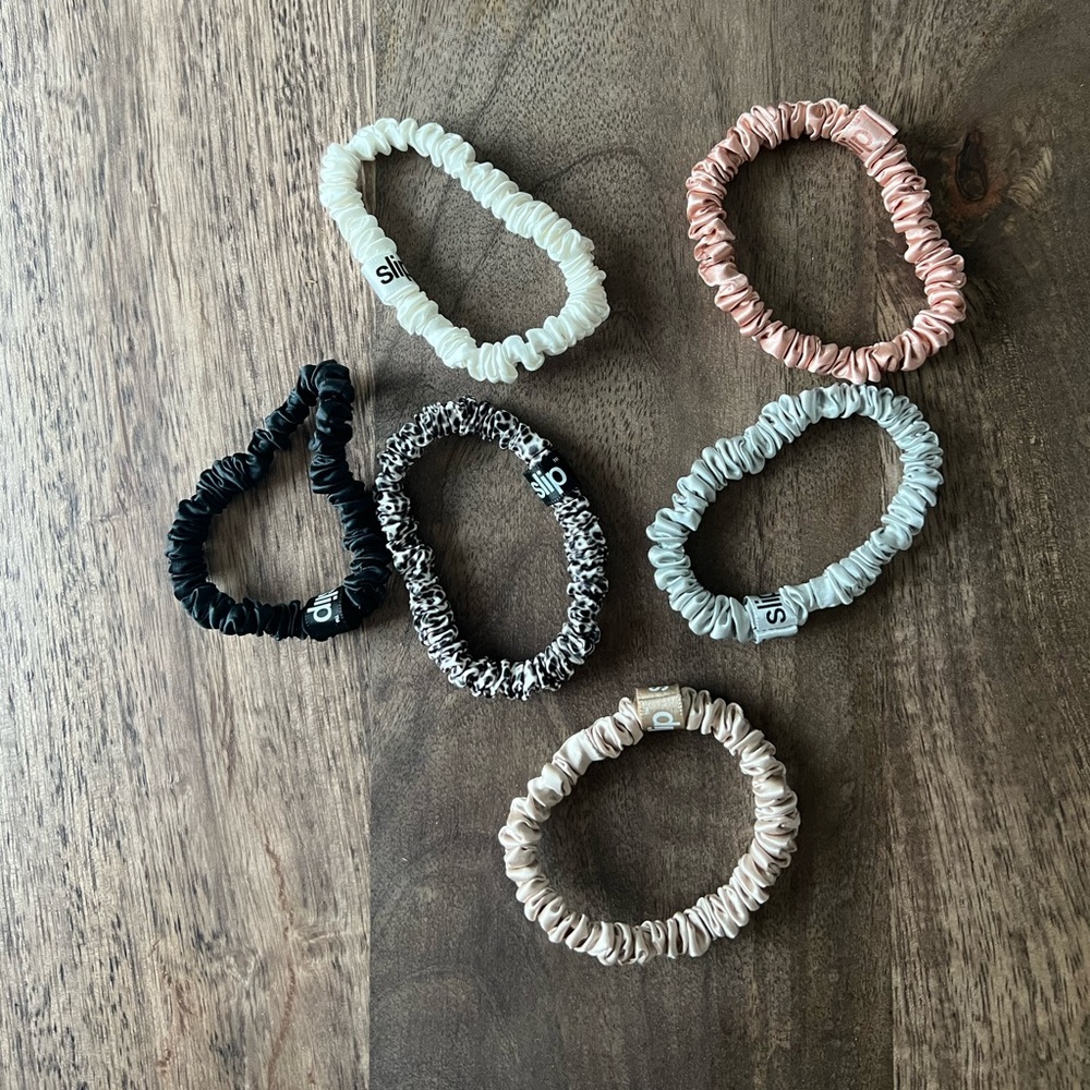 Six Slip pure silk skinny scrunchies